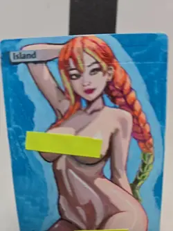 MTG Island Mitsuri Kanroji Waifu Alter Art Hand Painted Signed BAZAYO - Image 3