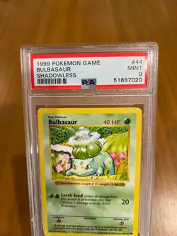 Pokemon Game PSA 9 MINT Base set Shadowless Bulbasaur Card 1999 #44 - Image 3
