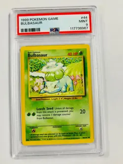 1999 POKEMON GAME BULBASAUR 44/102 PSA 9 MINT GRADED - Image 1
