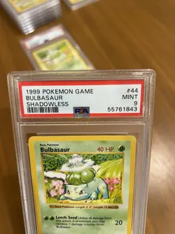 Pokemon Game PSA 9 MINT Base set Shadowless Bulbasaur Card 1999 #44 - Image 2
