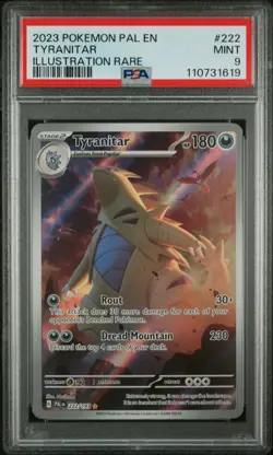 PSA 9 Mint Tyranitar ex 2023 Paldea Evolved 222/193 Pokemon Card - Image 1