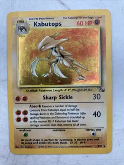 Pokemon TCG Kabutops Fossil Set 9/62 Unlimited Holo Rare LP 1999 - Image 2