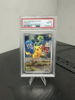 2023 POKEMON SVP EN-SV BLACK STAR PROMO #027 PIKACHU PALDEA EVOLVED ETB PSA 8 - Image 1