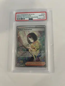 2023 POKEMON MEW EN-151 SPECIAL ILLUSTRATION RARE #203 ERIKA'S INVITATION PSA 10 - Image 1