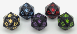 MTG D20 LIFE COUNTER DICE COMPLETE SET of 5, Magic the Gathering WOTC 20-SIDED - Image 4