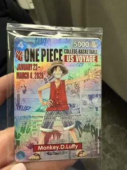 Bandai One Piece CCG Monkey D. Luffy US Voyage Promo Holo P-055 5000 Power - Image 1