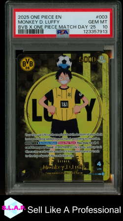 MONKEY D. LUFFY BVB X ONE PIECE MATCH DAY '25 ONE PIECE PROMOS 2025 003 PSA 10 - Image 1