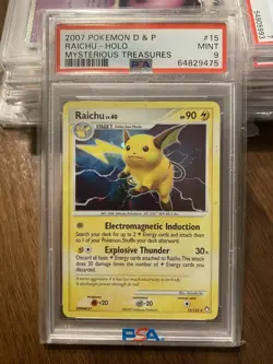 2007 POKEMON DIAMOND & PEARL MYSTERIOUS TREASURES 15 RAICHU-HOLO PSA 9 MINT - Image 1