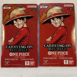 LOT OF 2 - One Piece Carrying On His Will OP-13 Sleeved Booster Packs NEW SEALED - Image 1