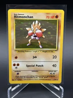 Hitmonchan 007/102 Base Set Holo Rare - Vintage Pokemon Card NM - Image 1