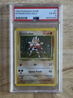 Pokemon TCG Hitmonchan Holo Rare Card 007/102 Base Set 1999 PSA Graded - Image 1