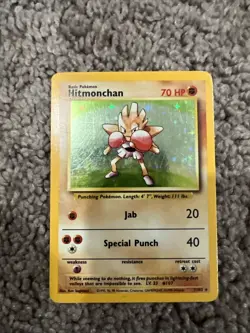 Pokemon TCG Hitmonchan Unlimited Rare Holo Card Base Set 007/102 - Image 1