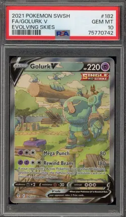 Pokemon Golurk V Evolving Skies Full Alt Art #182 PSA 10 Gem Mint - Image 1