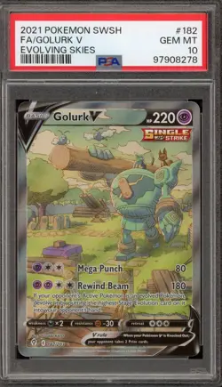 Pokemon Golurk V Evolving Skies Full Alt Art #182 PSA 10 Gem Mint - Image 1