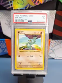 Machop 52/102 Base Set Common Shadowless PSA 7 NM Pokemon Card 1999 WOTC (P16) - Image 1