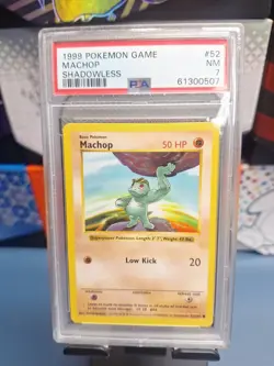 Machop 52/102 Base Set Common Shadowless PSA 7 NM Pokemon Card 1999 WOTC (P16) - Image 2