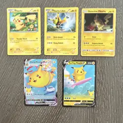 Pokemon Pikachu Card Lot - Libre, Flying Vmax, Surfing V, 5 Cards - Image 1