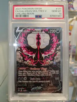 PSA 10 Galarian Moltres V - 177/198 - Chilling Reign Alt Art Gem Mint Pokemon - Image 1