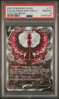 PSA 10 Galarian Moltres V - 177/198 - Chilling Reign Alt Art Gem Mint Pokemon - Image 2