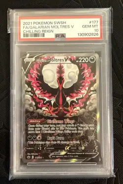 PSA 10 Galarian Moltres V Alt Art 177/198 Pokemon TCG Chilling Reign GEM MINT - Image 1