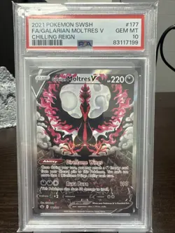 2021 Pokemon Chilling Reign 177/198 Galarian Moltres V Alt Art PSA 10 Gem Mint - Image 1