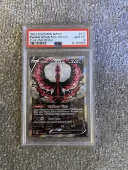 PSA 10 Galarian Moltres V Alt Art 177/198 Pokemon TCG Chilling Reign GEM MINT - Image 1