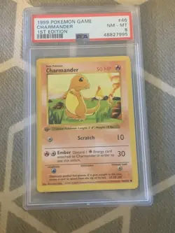 1999 Pokemon Base Set Shadowless 1st Edition Charmander #46 PSA 8 NM MINT - Image 1