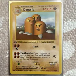 Pokemon Dugtrio 1st Edition Base Set 19/102 70 HP Wizards of the Coast Card - Image 1