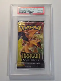 2018 Pokemon Sun Moon Dragon Majesty Graded Booster Pack PSA Gem 10 Charizard - Image 1