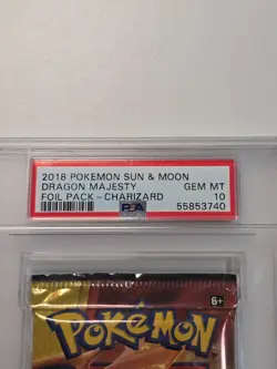 2018 Pokemon Sun Moon Dragon Majesty Graded Booster Pack PSA Gem 10 Charizard - Image 4