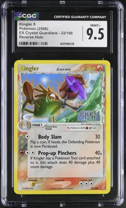 CGC 9.5 Kingler EX Crystal Guardians 22/100 Reverse Holo STAMPED Pokemon Card - Image 1
