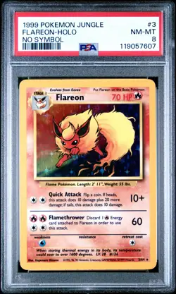 PSA 8 FLAREON HOLO NO SYMBOL 1999 POKEMON JUNGLE #3 - Image 1