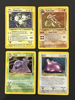 1999 Pokemon Fossil Holo Ditto Muk Magneton Kabutops Lot Of 4 - Image 1