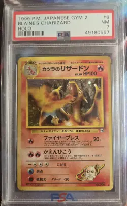 1999 POKEMON JPN GYM 2 #6 BLAINE'S CHARIZARD-HOLO PSA 7 - Image 1
