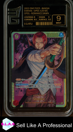 SHANKS ONE PIECE OP01-120 2022 ROMANCE DAWN SEC ENGLISH EUROPEAN GRADING 9 - Image 1