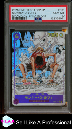 MONKEY D. LUFFY MANGA ONE PIECE JP EB02 BOOST ANIME 25TH COLL 2025 061 PSA 10 - Image 1