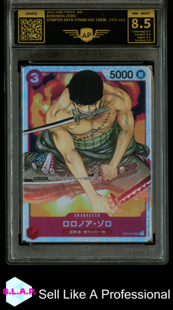 RORONOA ZORO ONE PIECE ST01-013 2022 STARTER DECK STRAW HAT CREW JAP AP 8.5 - Image 1