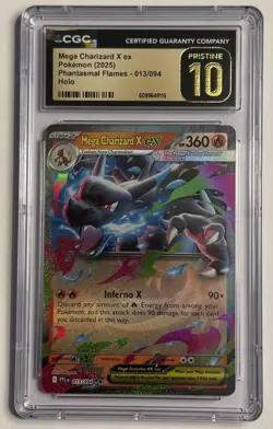 CGC 10 Pristine - Mega Charizard X ex 013/094 Pokemon Phantasmal Flames English - Image 1