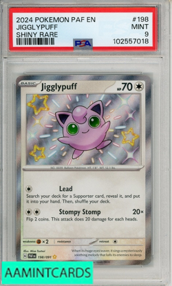 2024 POKEMON PAF EN-PALDEAN FATES JIGGLYPUFF #198 SHINY RARE PSA 9 - Image 1