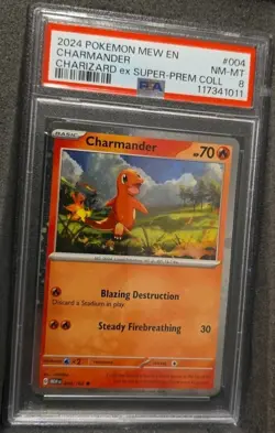 POKEMON CARD CHARMANDER 4 151 MEW EN CHARIZARD EX PROMO #4 GRADED PSA 8 #004 - Image 2