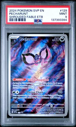 2024 POKEMON SVP SHROUDED FABLE ETB PROMO #129 PECHARUNT PSA 9 - Image 1