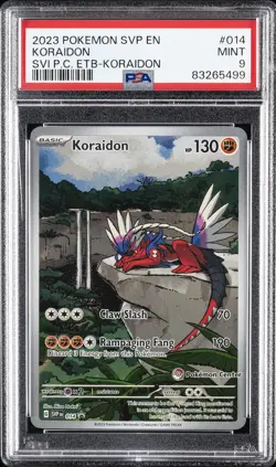 2023 POKEMON SCARLET & VIOLET POKEMON CENTER ETB PROMO #014 KORAIDON PSA 9 - Image 1
