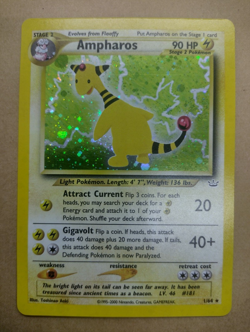 Pokemon Card 2001 AMPHAROS Ultra Rare Holo 1/64 Neo Revelation SWIRL Excellent - Image 1