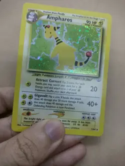 Pokemon Card 2001 AMPHAROS Ultra Rare Holo 1/64 Neo Revelation SWIRL Excellent - Image 3