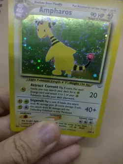 Pokemon Card 2001 AMPHAROS Ultra Rare Holo 1/64 Neo Revelation SWIRL Excellent - Image 4
