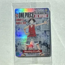 Bandai Namco Monkey.D.Luffy One Piece CCG US Voyage Promo Full Art Holo Card - Image 1