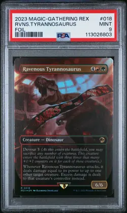 MTG Ravenous Tyrannosaurus FOIL PSA 9 MINT Jurassic Park Magic Card Card #018 - Image 1