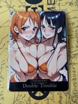 Nami & Nico One Piece “Double Trouble” hentai Anime Doujin Waifu ACG Custom Card - Image 1