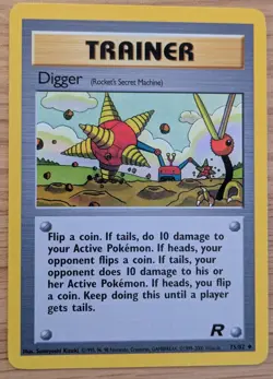 Digger 75/82 Team Rocket Set. Uncommon Vintage Trainer Card. Near-Mint Condition - Image 1