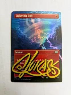 MTG FOIL Lightning Bolt SIGNED IN GOLD BY CHUCK LUKACS - Image 1